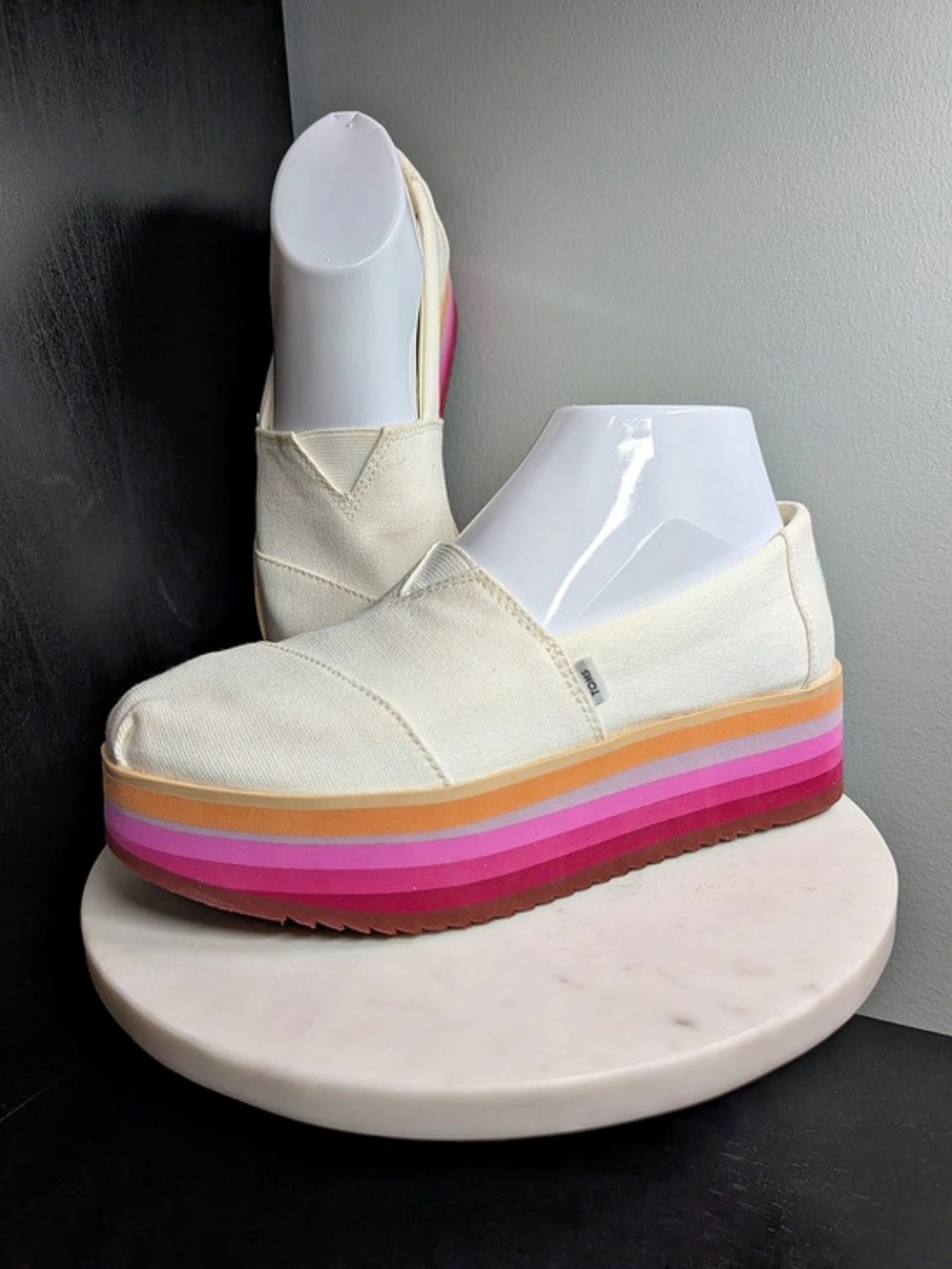 TOMS Alpargata Platform Slip-On US 7.5 Orange Purple Pink